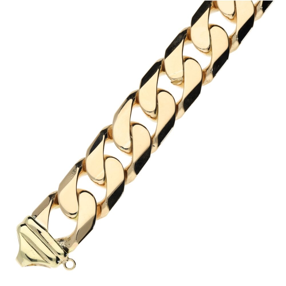 Mens 9ct Yellow Gold Curb Bracelet - 83.6g