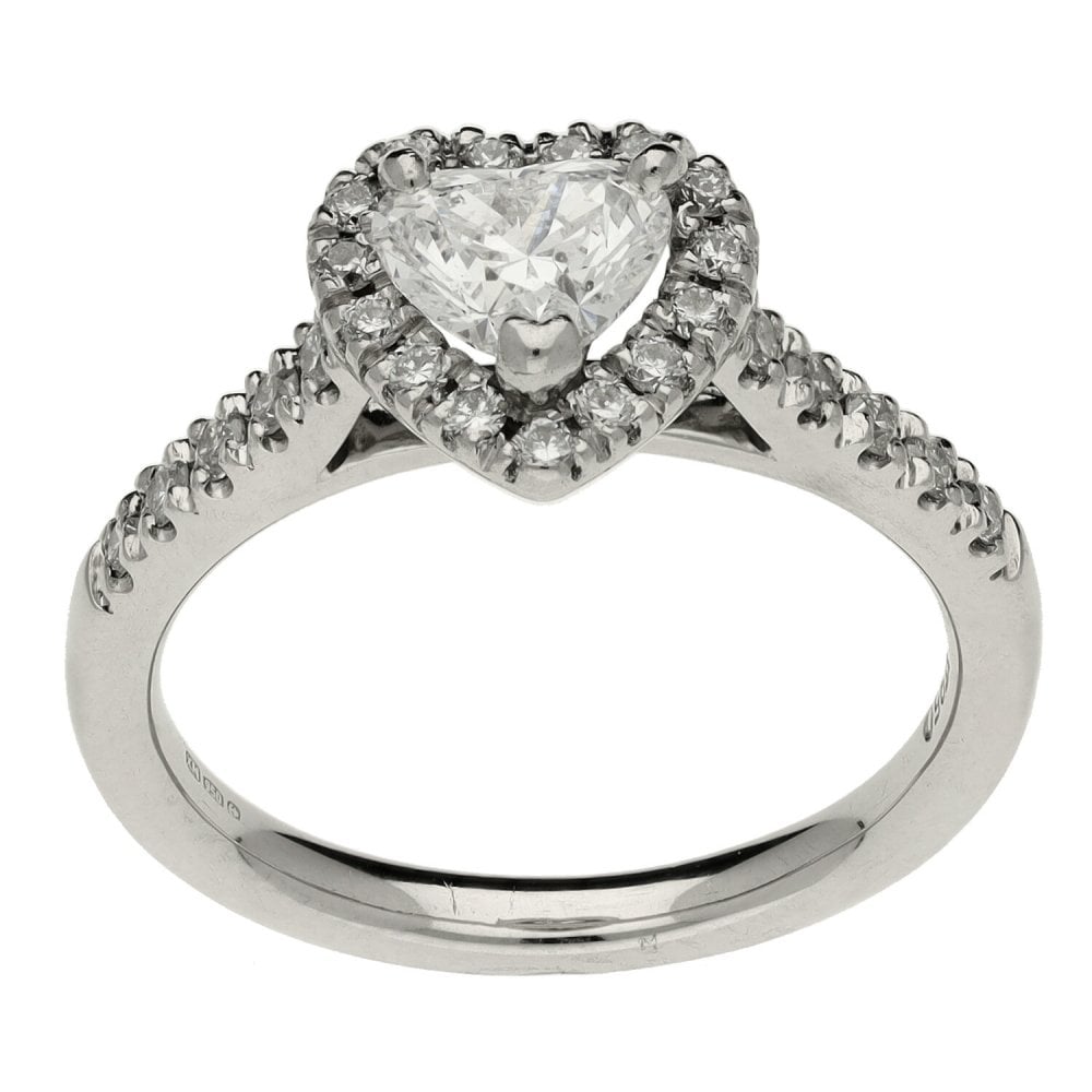 Ladies Platinum Heart Shape Diamond Cluster Ring - 1.00ct