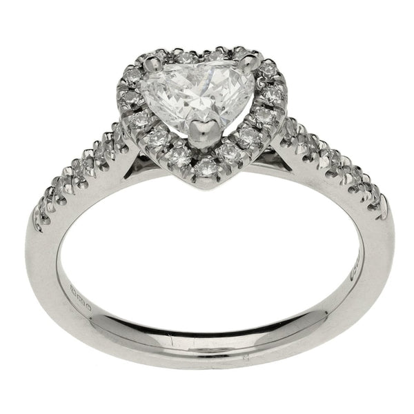 Ladies Platinum Heart Shape Diamond Cluster Ring - 1.00ct