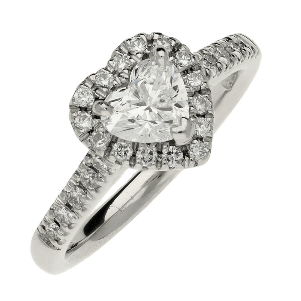 Ladies Platinum Heart Shape Diamond Cluster Ring - 1.00ct