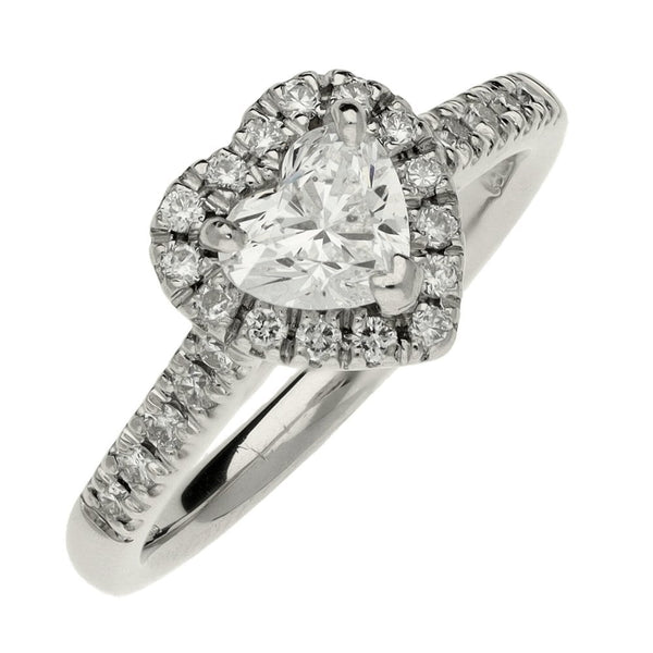 Ladies Platinum Heart Shape Diamond Cluster Ring - 1.00ct