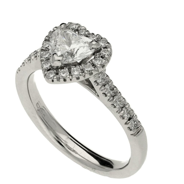 Ladies Platinum Heart Shape Diamond Cluster Ring - 1.00ct