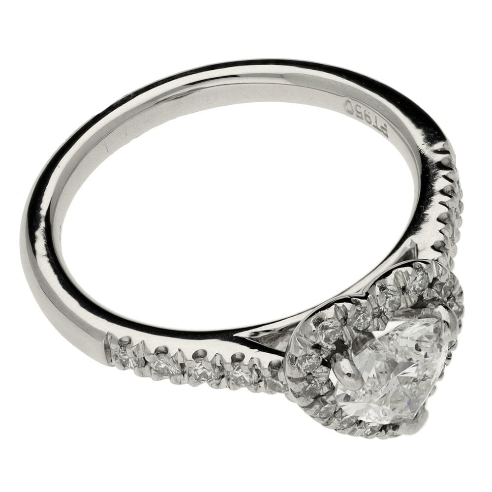 Ladies Platinum Heart Shape Diamond Cluster Ring - 1.00ct