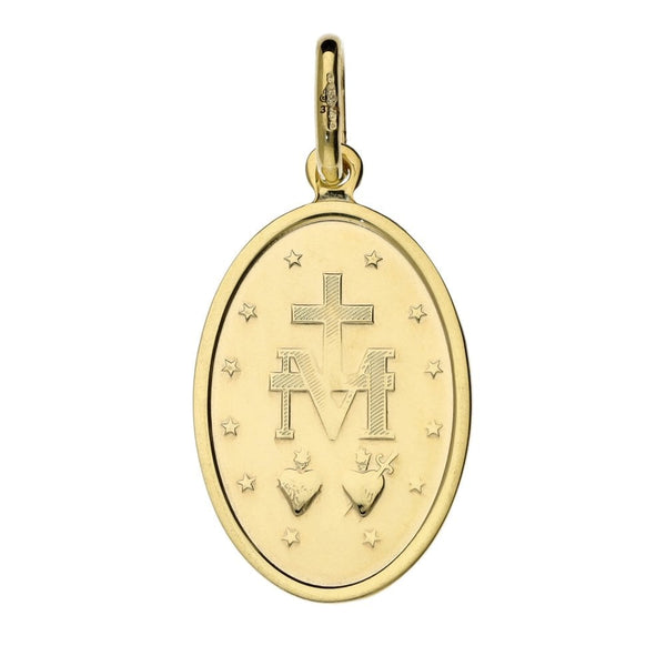 9ct Yellow Gold Miraculous Medal - 13x19mm - 2.4g