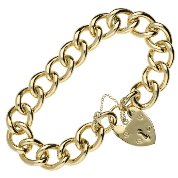 Ladies 9ct Yellow Gold Curb Bracelet - 64.3g