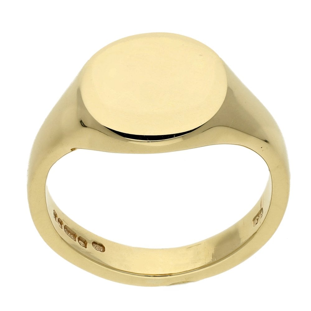 9ct Yellow Gold Oval Top Signet Ring - Size N