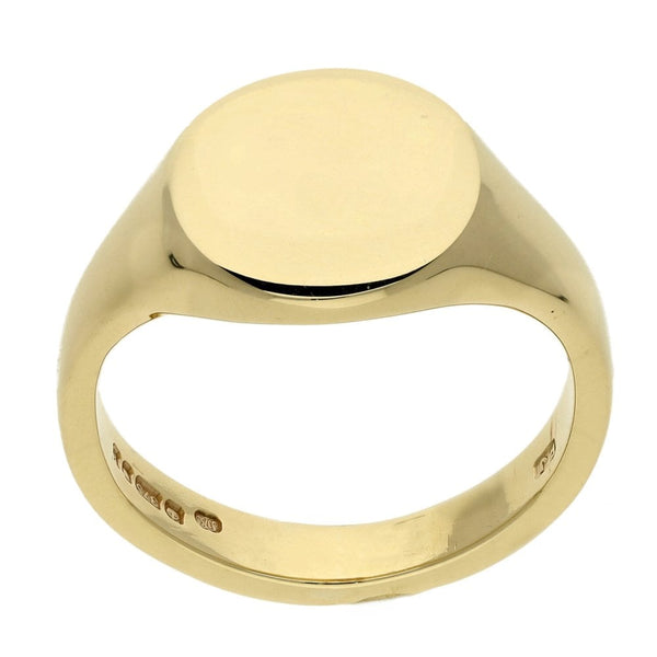 9ct Yellow Gold Oval Top Signet Ring - Size N