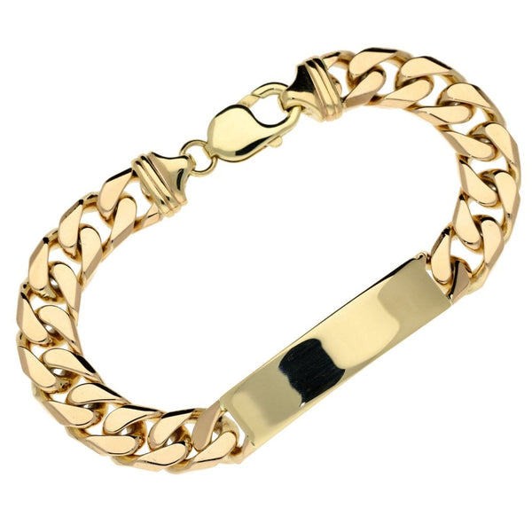 Mens 9ct Yellow Gold ID Bracelet - 8.5" - 51.3g