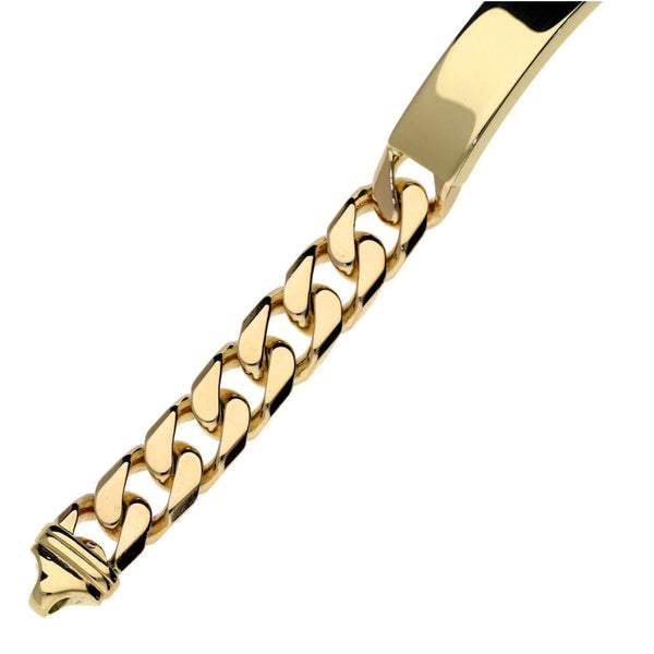 Mens 9ct Yellow Gold ID Bracelet - 8.5" - 51.3g
