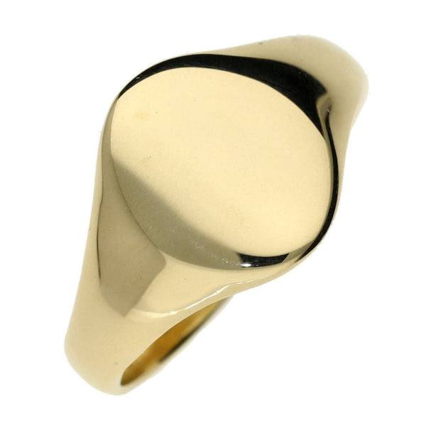Mens 9ct Yellow Gold Plain Oval Signet Ring - Size X