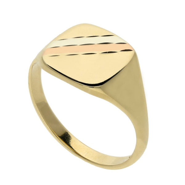 9ct Yellow Gold Square Top Signet Ring - Size U - 4.3g
