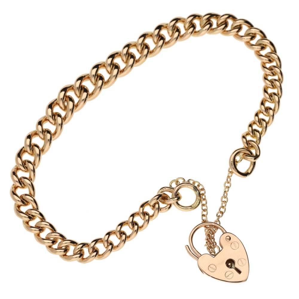 Ladies 9ct Rose Gold Curb Bracelet - 23.3g