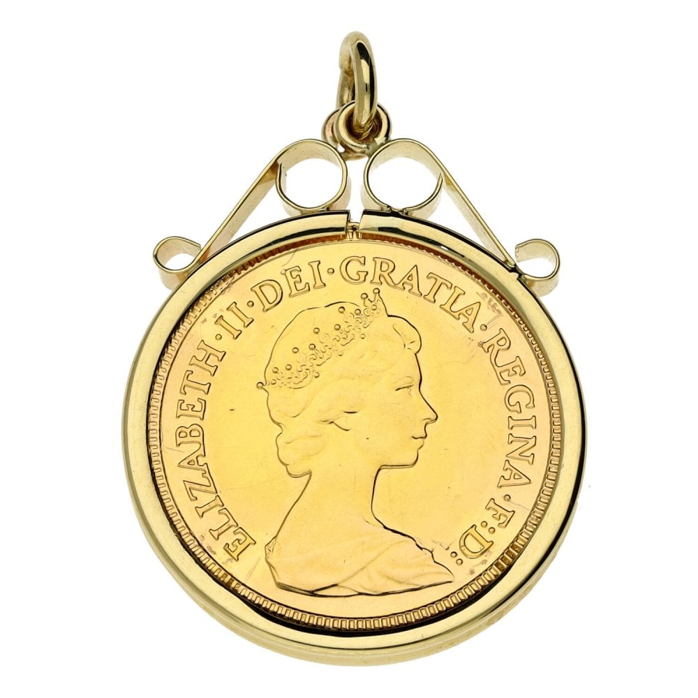 1982 Yellow Gold Half Sovereign Coin Pendant - 5.0g