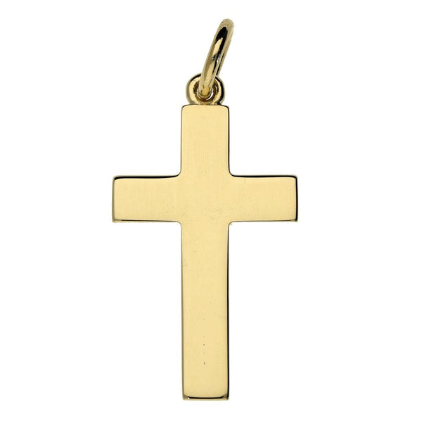 9ct Yellow Gold Plain Cross Pendant - 3.4g