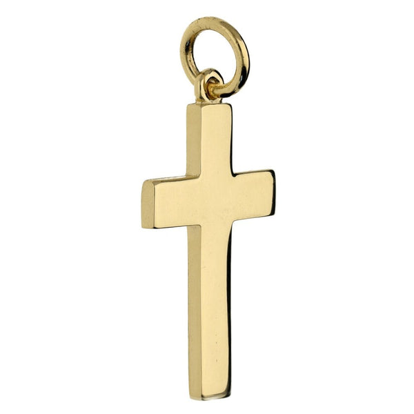 9ct Yellow Gold Plain Cross Pendant - 3.4g