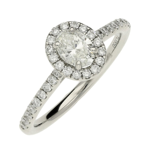 0.85ct Platinum Certified Oval Diamond Engagement Ring - G/VS1