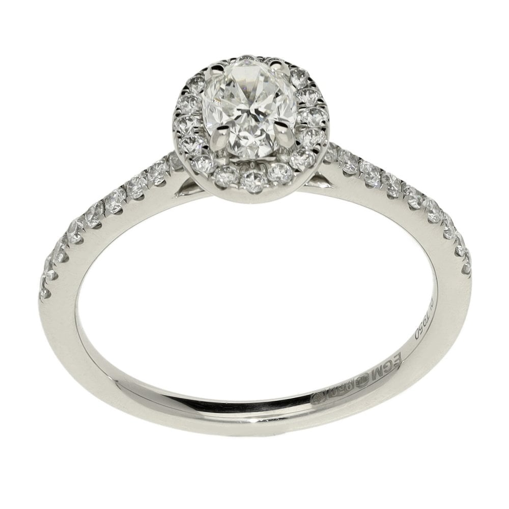 0.85ct Platinum Certified Oval Diamond Engagement Ring - G/VS1