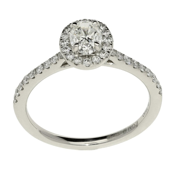 0.85ct Platinum Certified Oval Diamond Engagement Ring - G/VS1