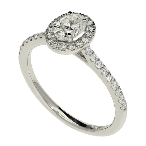 0.85ct Platinum Certified Oval Diamond Engagement Ring - G/VS1