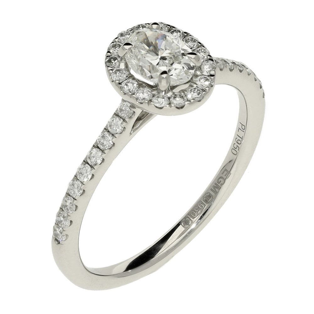 0.85ct Platinum Certified Oval Diamond Engagement Ring - G/VS1