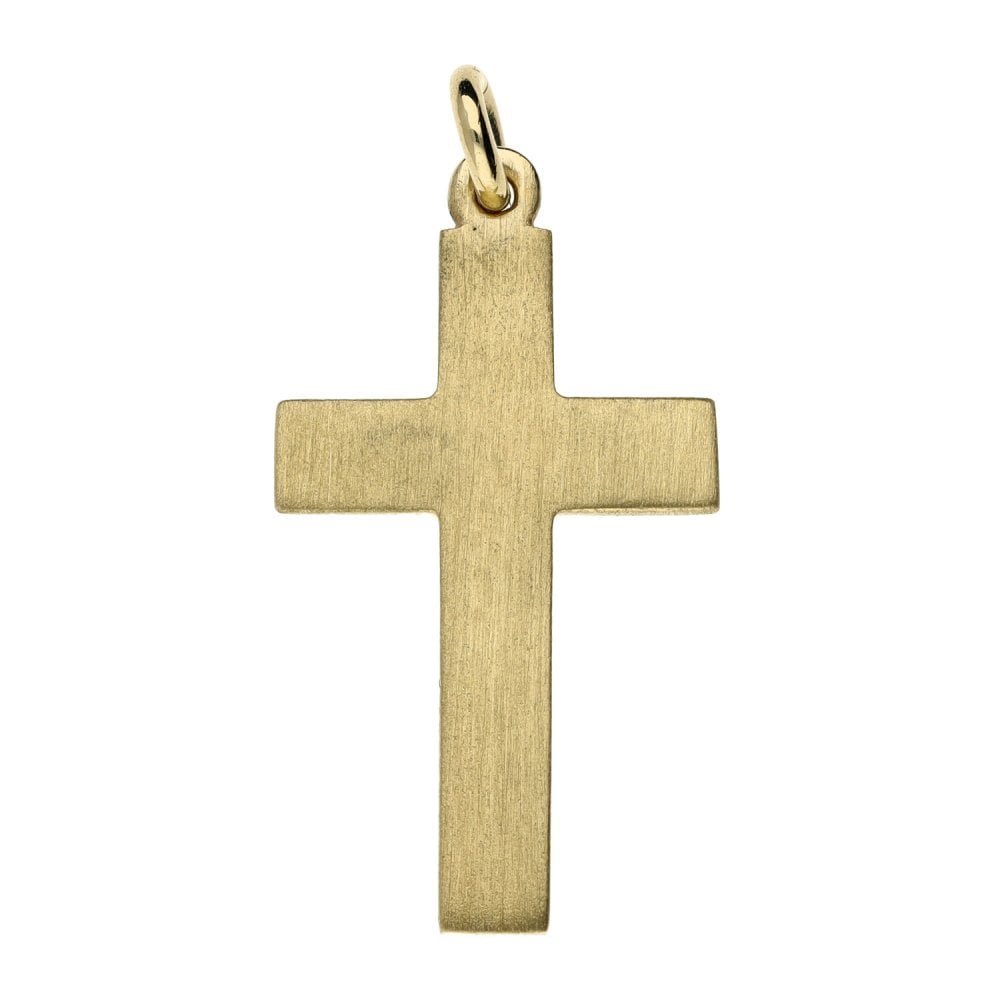 9ct Yellow Gold Plain Cross Pendant - 15x28x1mm -  1.7g