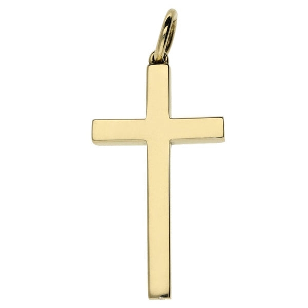 9ct Yellow Gold Plain Block Cross - 17x32x3mm - 4.2g