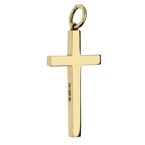 9ct Yellow Gold Plain Block Cross - 17x32x3mm - 4.2g
