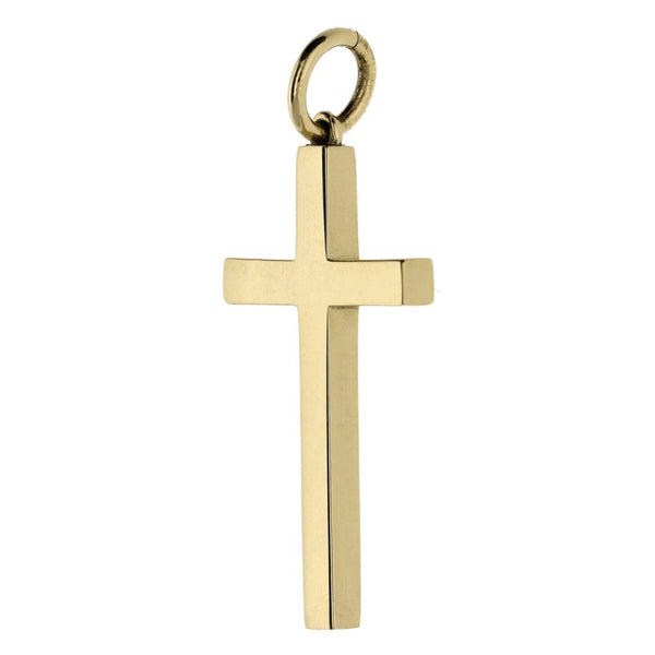 9ct Yellow Gold Plain Block Cross - 17x32x3mm - 4.2g