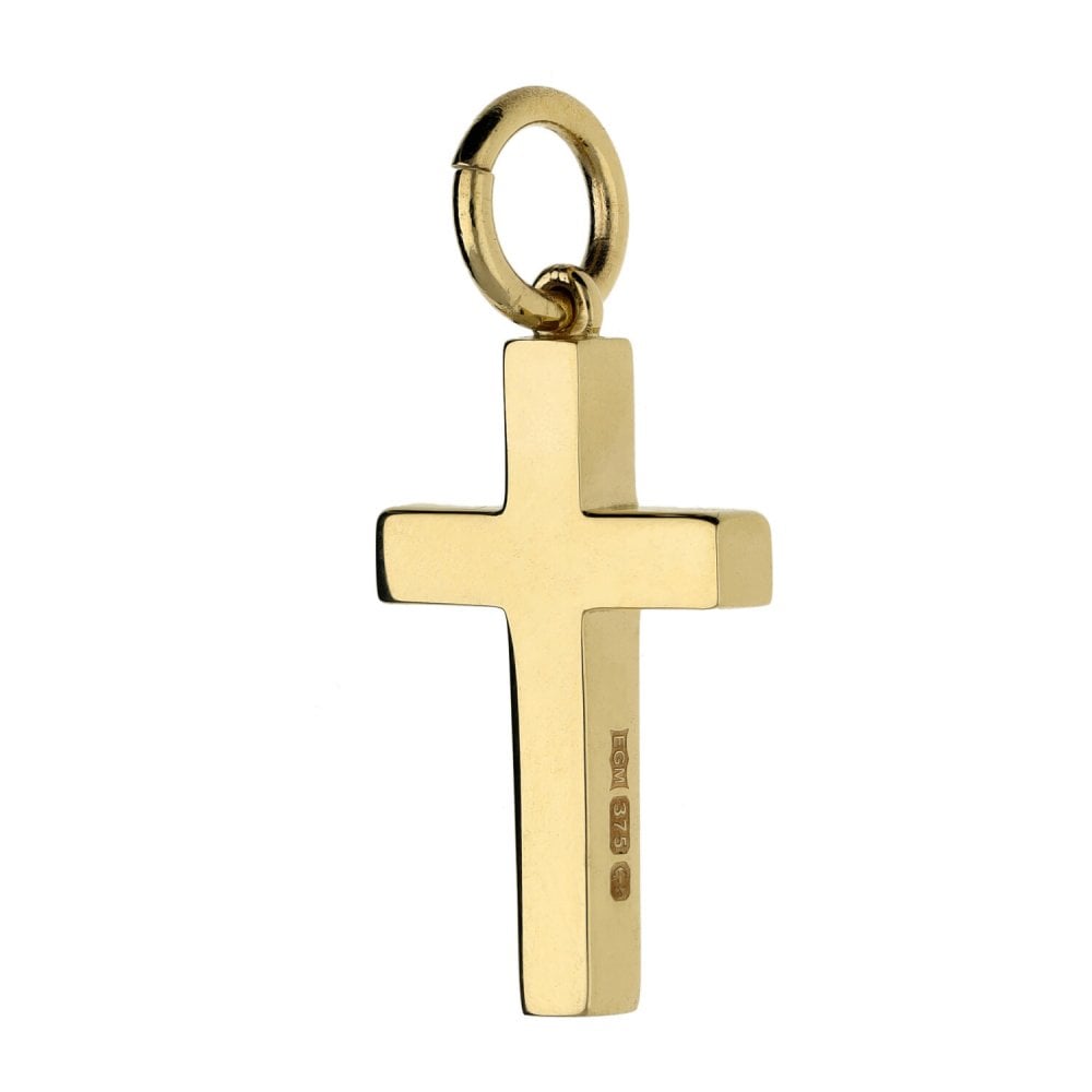 9ct Yellow Gold Plain Block Cross - 13x22x3mm - 2.9g