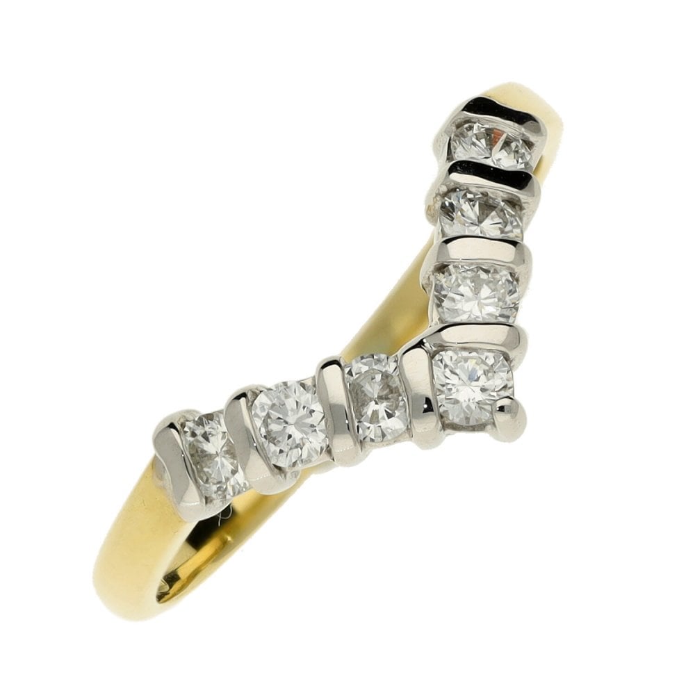 Ladies 18ct Yellow Gold Diamond Set Wishbone Ring - 0.35ct