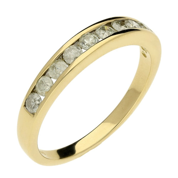 Ladies 18ct Yellow Gold Diamond Set Half Eternity Ring - 0.50ct