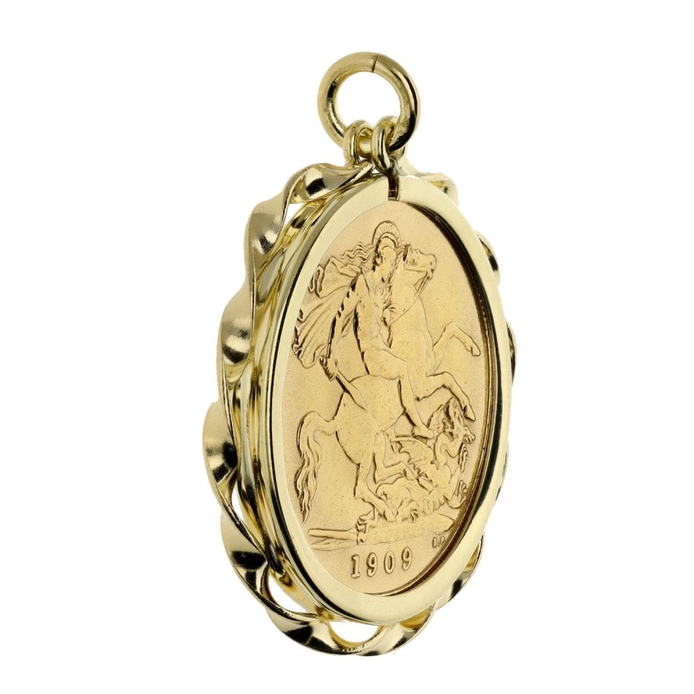 1909 Yellow Gold Half Sovereign Coin Pendant - 5.4g