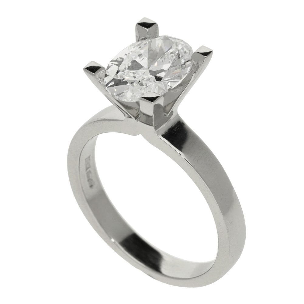 2.00ct Platinum Certified Oval Diamond Engagement Ring - D/VS2