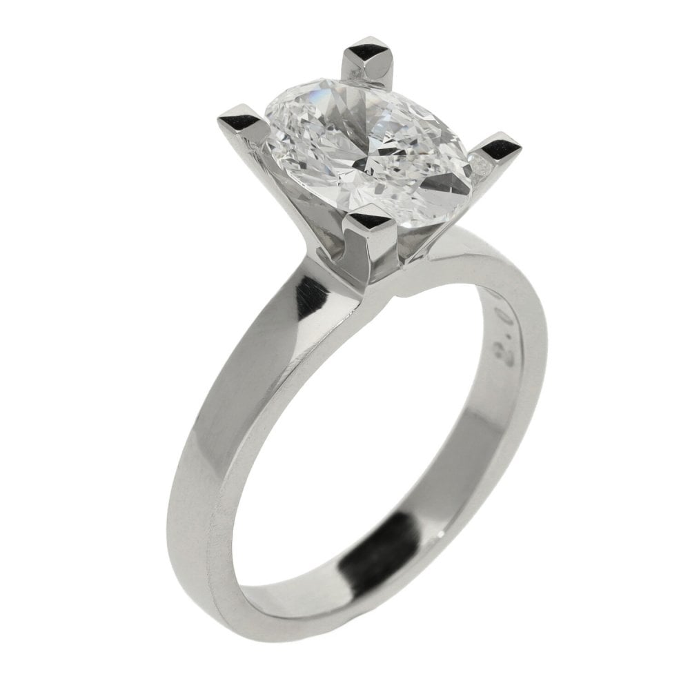 2.00ct Platinum Certified Oval Diamond Engagement Ring - D/VS2