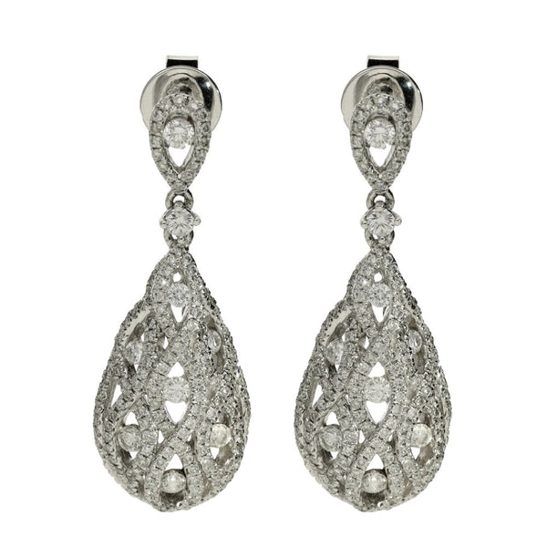 Ladies 18ct White Gold Diamond Drop Earrings - 1.40ct