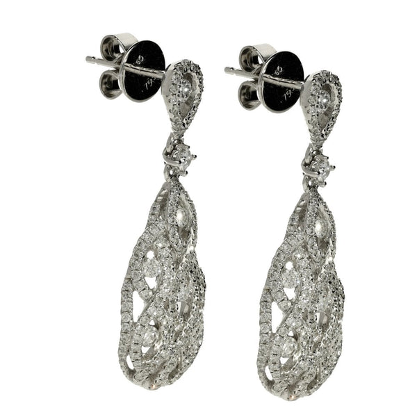 Ladies 18ct White Gold Diamond Drop Earrings - 1.40ct