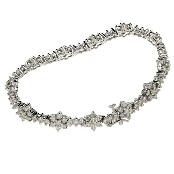 Ladies 14ct White Gold Fancy Diamond Cluster Bracelet - 5.64ct