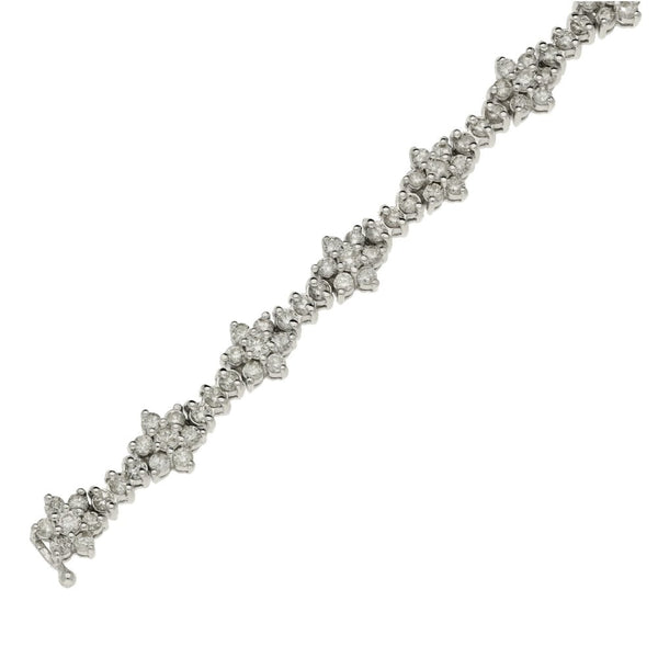 Ladies 14ct White Gold Fancy Diamond Cluster Bracelet - 5.64ct