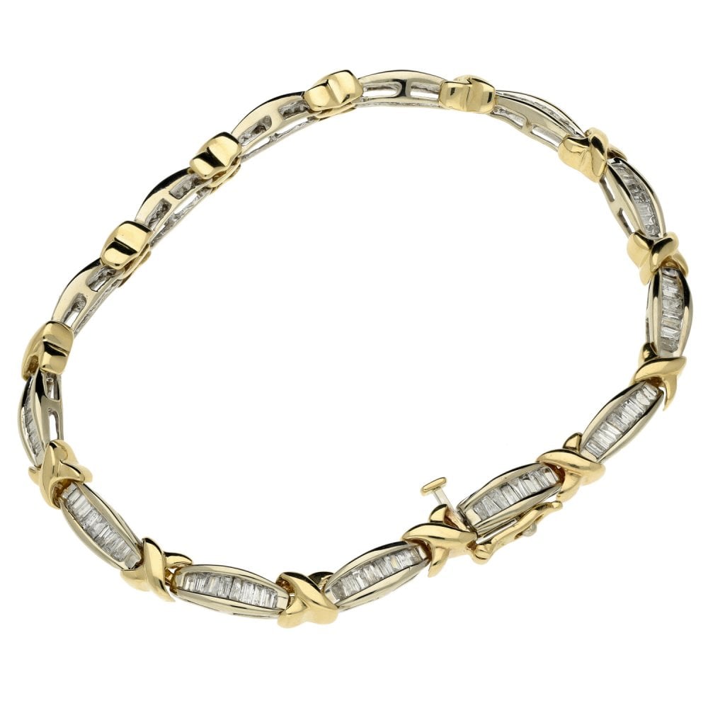 Ladies 9ct White & Yellow Gold Diamond Set Bracelet - 1.87ct