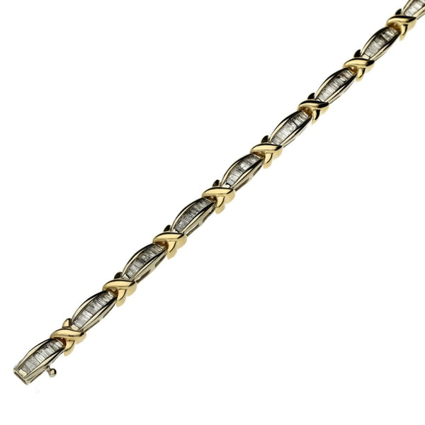 Ladies 9ct White & Yellow Gold Diamond Set Bracelet - 1.87ct