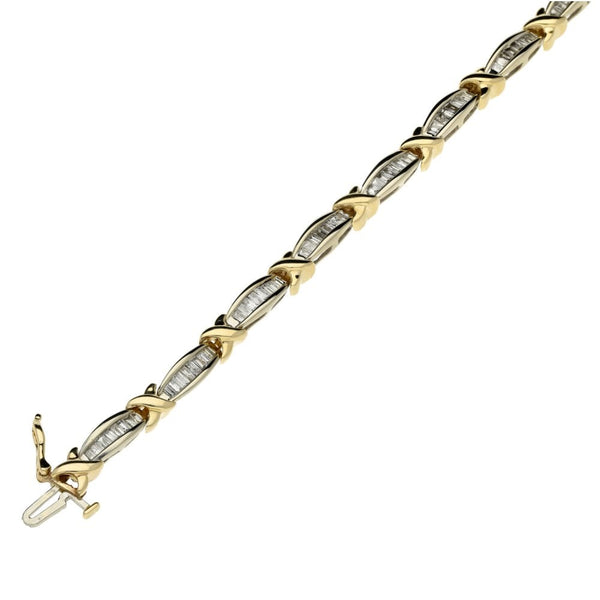 Ladies 9ct White & Yellow Gold Diamond Set Bracelet - 1.87ct
