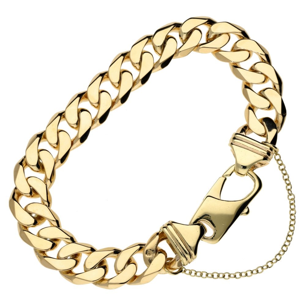Mens 9ct Yellow Gold Curb Bracelet - 60.2g
