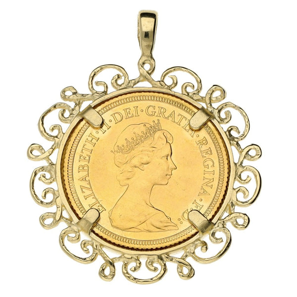 1976 Full Sovereign Coin Mounted Pendant - 11.8g