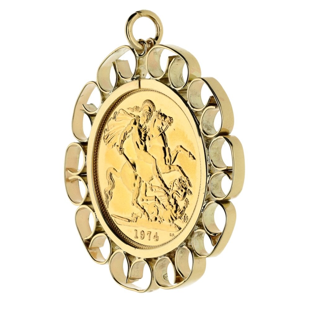 1974 Yellow Gold Full Sovereign Coin Pendant - 11.5g