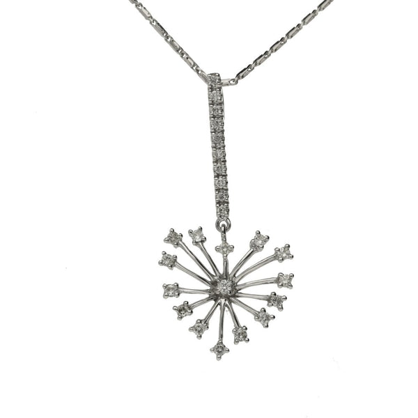 Ladies 9ct White Gold Diamond Set Pendant & 18" Chain - 0.25ct