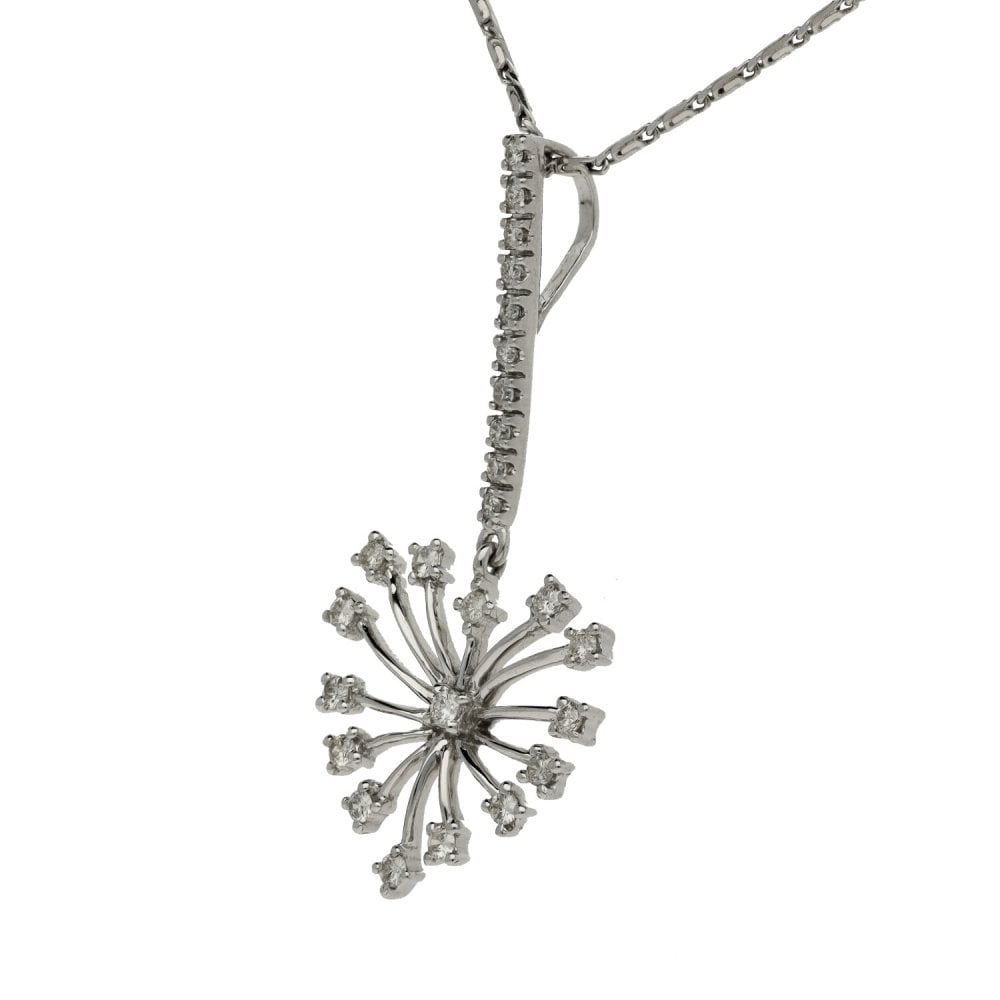Ladies 9ct White Gold Diamond Set Pendant & 18" Chain - 0.25ct