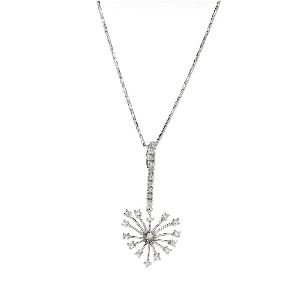 Ladies 9ct White Gold Diamond Set Pendant & 18" Chain - 0.25ct