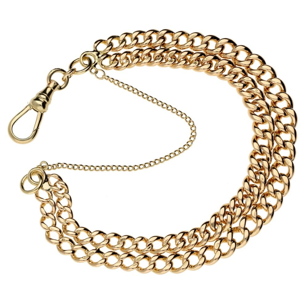 Ladies 9ct Rose & Yellow Gold Double Curb Bracelet - 23.8g