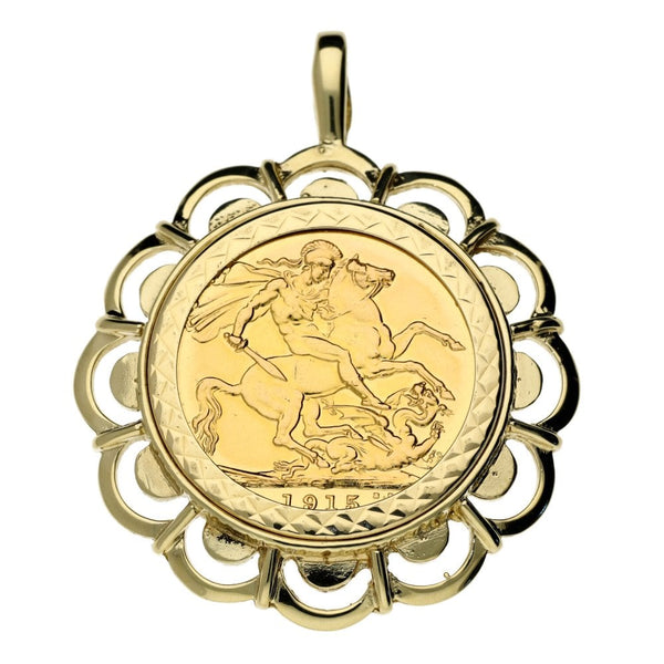 Yellow Gold Full Sovereign Coin Pendant - 12.6g