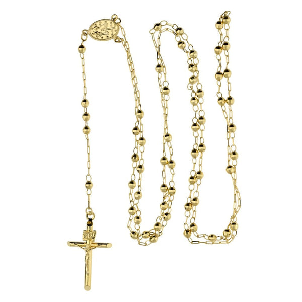 9ct Yellow Gold 28" Rosary Beads Chain With Crucifix